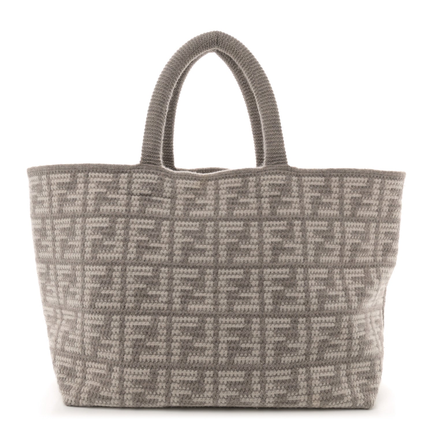 Fendi Cashmere Knit FF Large Shopper Tote Tortora 1 of 9