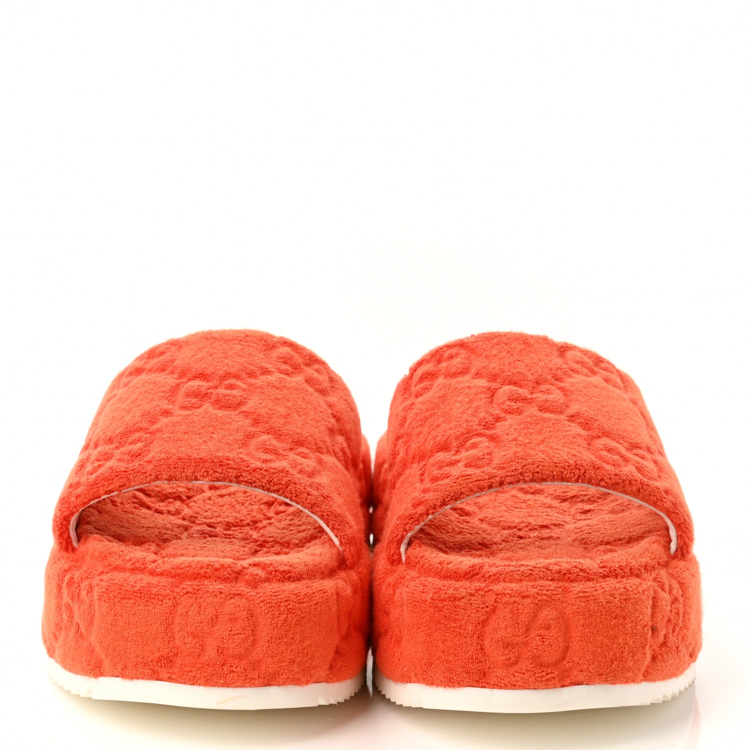 Gucci Terry Cloth GG Monogram Angelina Platform 55mm Slide Sandals 40 Deep Orange 2 of 9