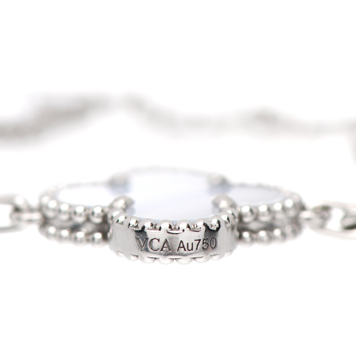 18K White Gold Chalcedony 5 Motifs Vintage Alhambra Bracelet