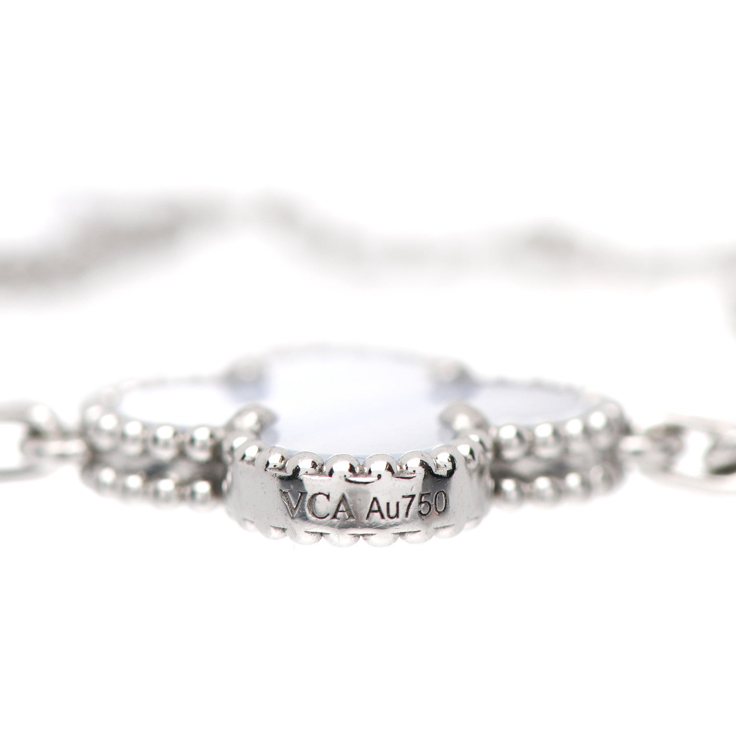Van Cleef & Arpels 18K White Gold Chalcedony 5 Motifs Vintage Alhambra Bracelet 3 of 6
