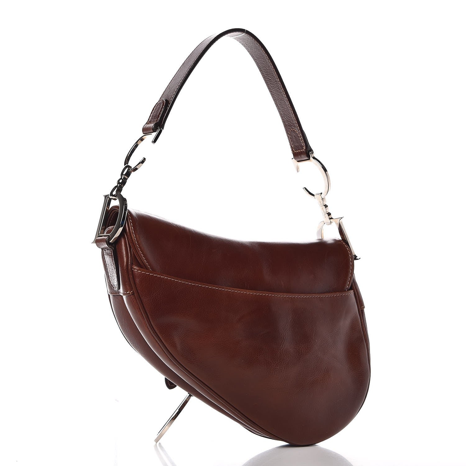 Christian Dior Calfskin Embroidered Romantic Flowers Saddle Bag Brown 3 of 9