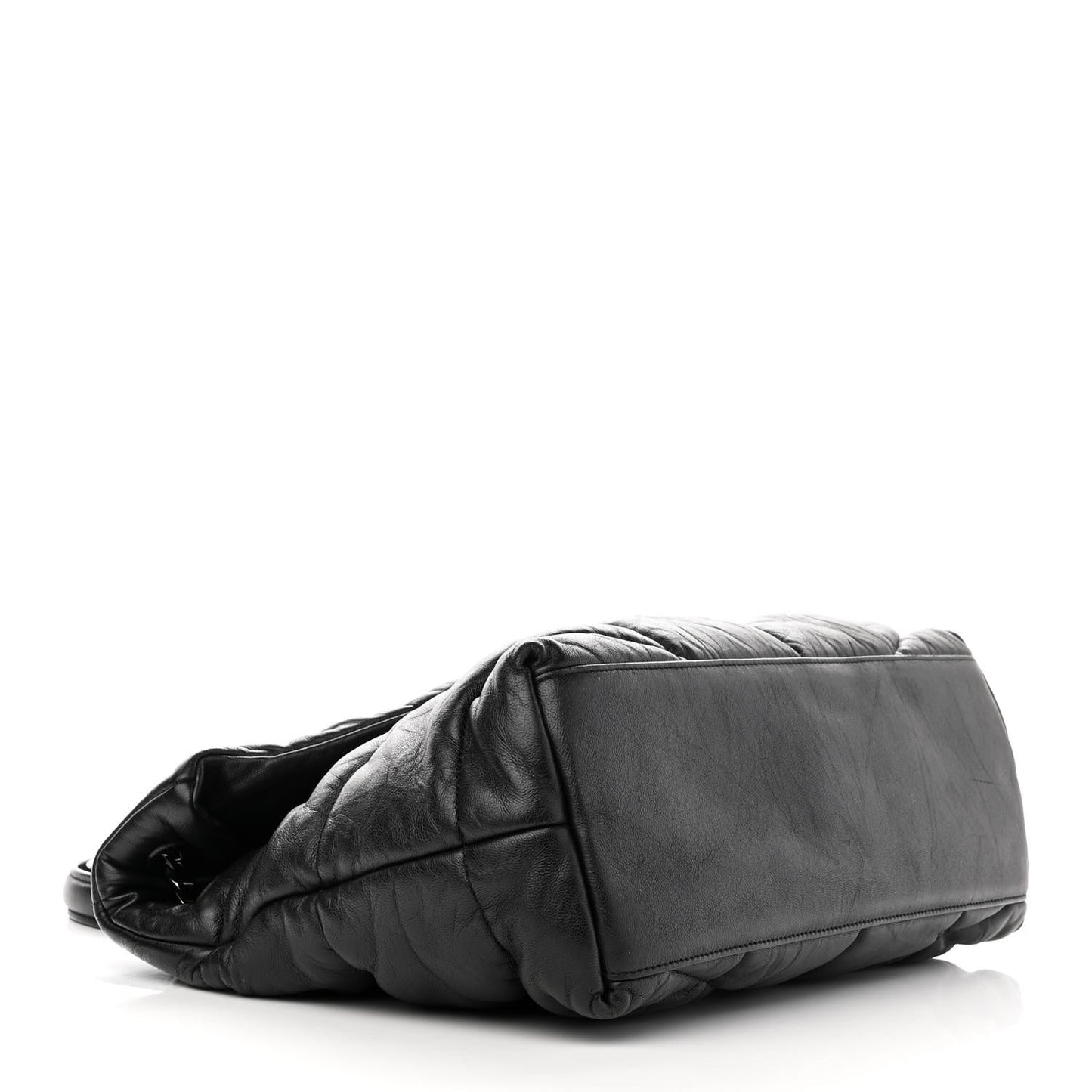 Lambskin Quilted Monogram Monochrome Medium Loulou Puffer Chain Satchel Black