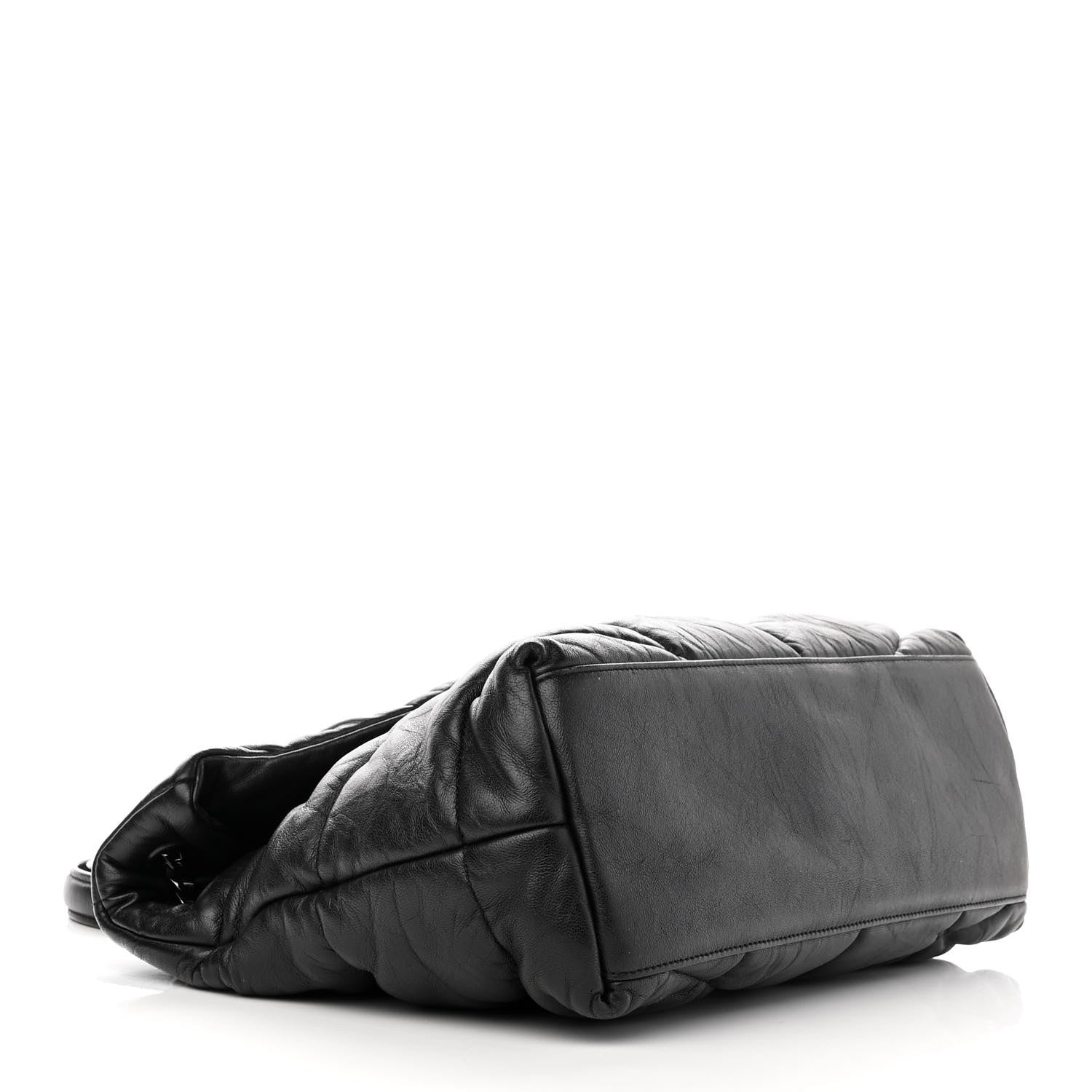 Saint Laurent Lambskin Quilted Monogram Monochrome Medium Loulou Puffer Chain Satchel Black 4 of 10