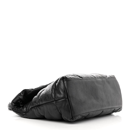 Saint Laurent Lambskin Quilted Monogram Monochrome Medium Loulou Puffer Chain Satchel Black 4 of 10