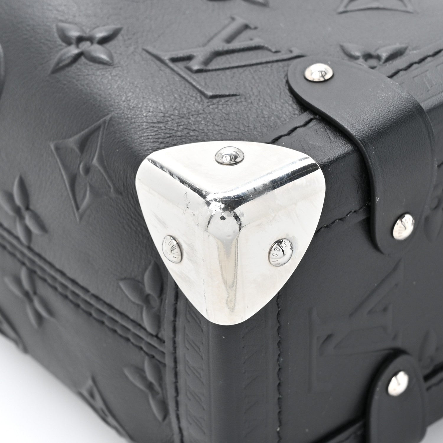 Louis Vuitton Calfskin Debossed Monogram Side Trunk Black 11 of 11