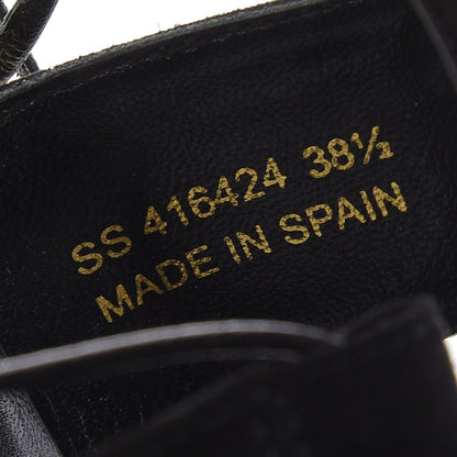 Saint Laurent Suede Espadrille Lace-Up Wedges 38.5 Black 7 of 8