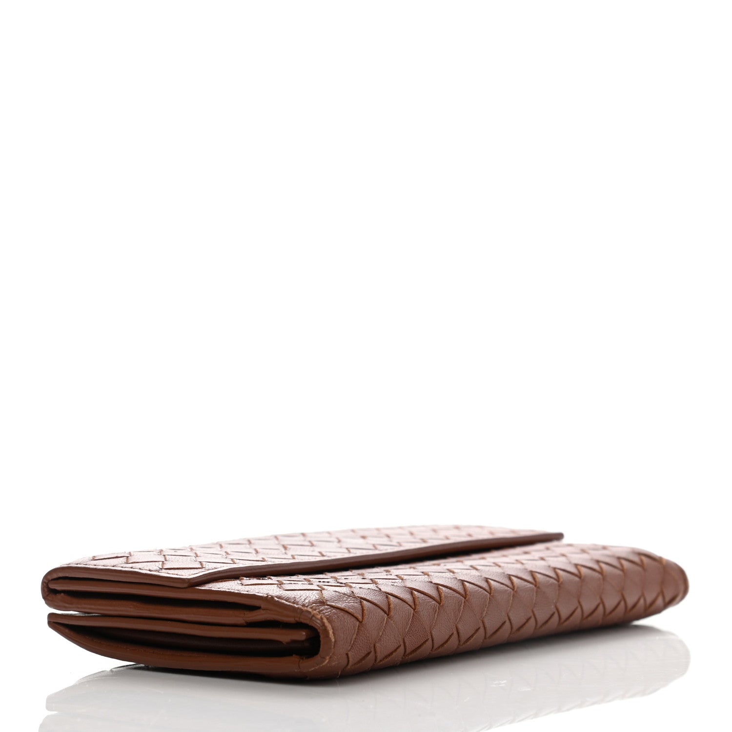 Bottega Veneta Madras Goatskin Intrecciato Flap Wallet Tea 4 of 16
