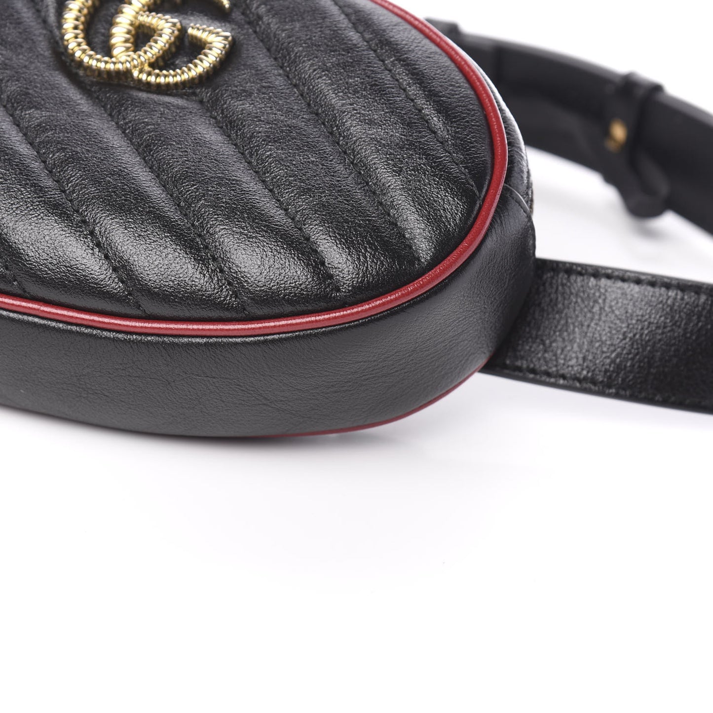 Azalea Calfskin Matelasse Diagonal Torchon GG Marmont Belt Bag 75 30 Black Romantic Cerise