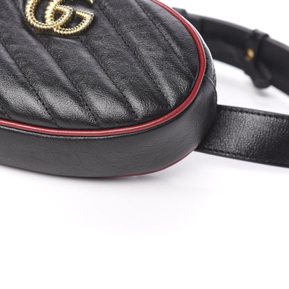 Gucci Azalea Calfskin Matelasse Diagonal Torchon GG Marmont Belt Bag 75 30 Black Romantic Cerise 9 of 10