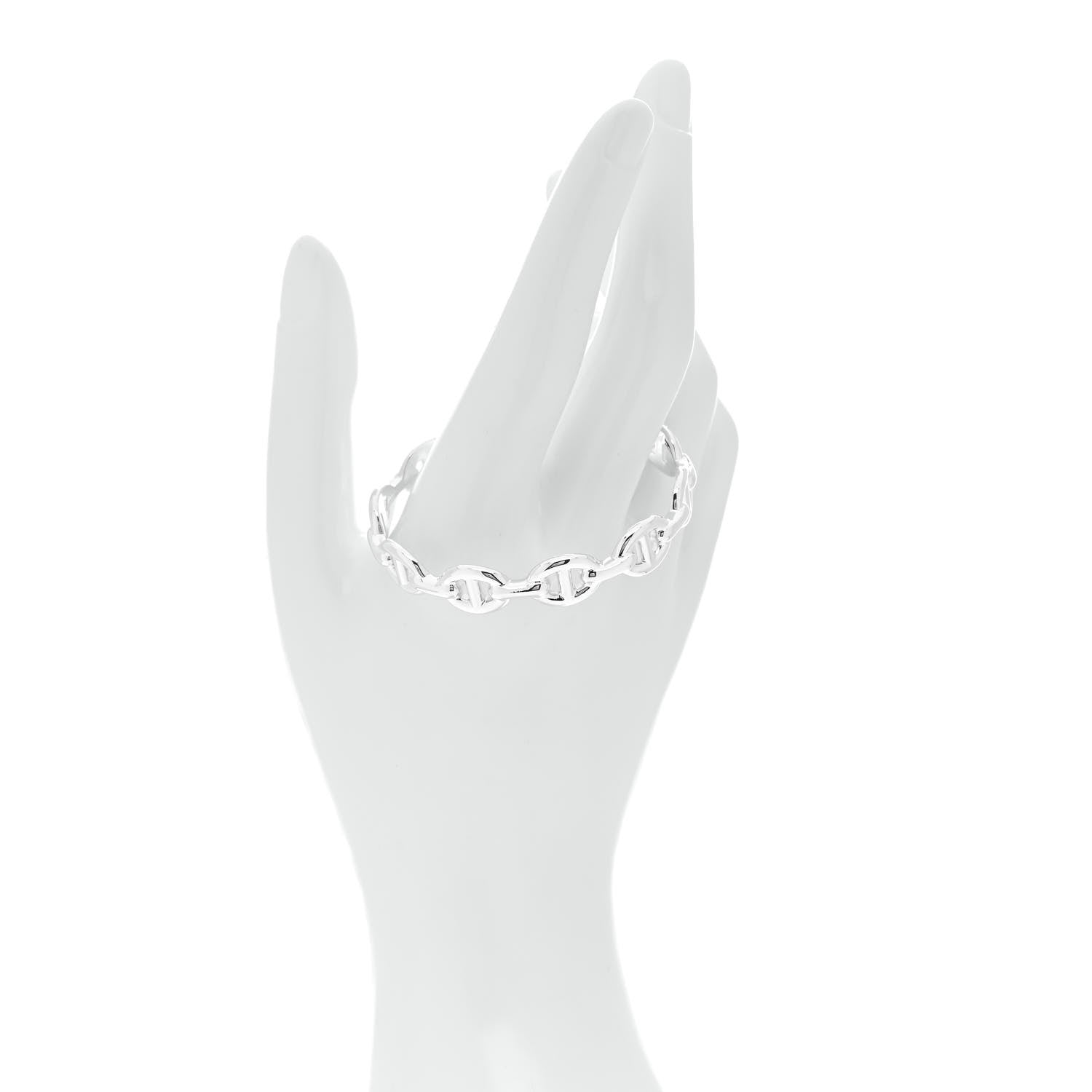 Hermes Sterling Silver MM Chaine d'Ancre Enchainee Cuff Bracelet SH 2 of 6