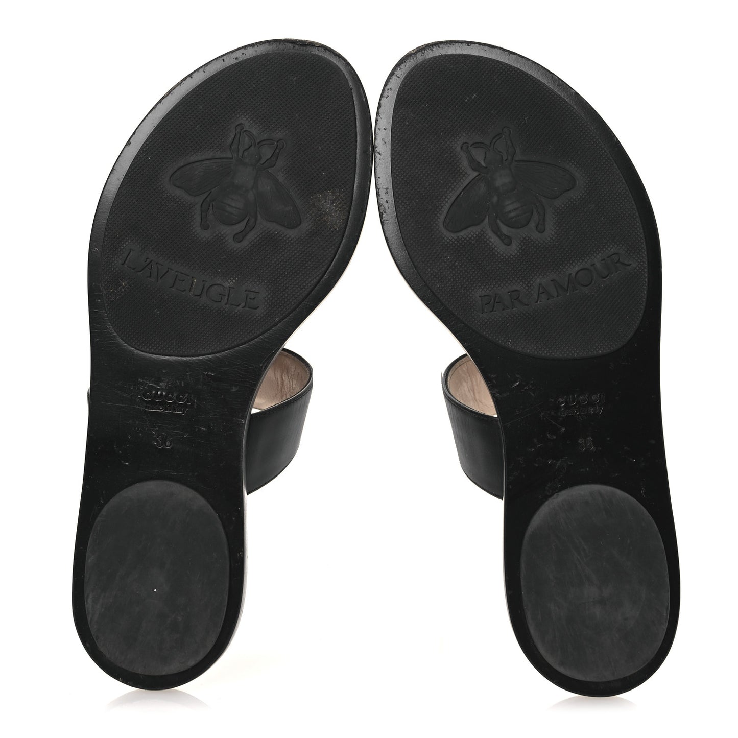 Calfskin GG Marmont Thong Sandals 36 Black