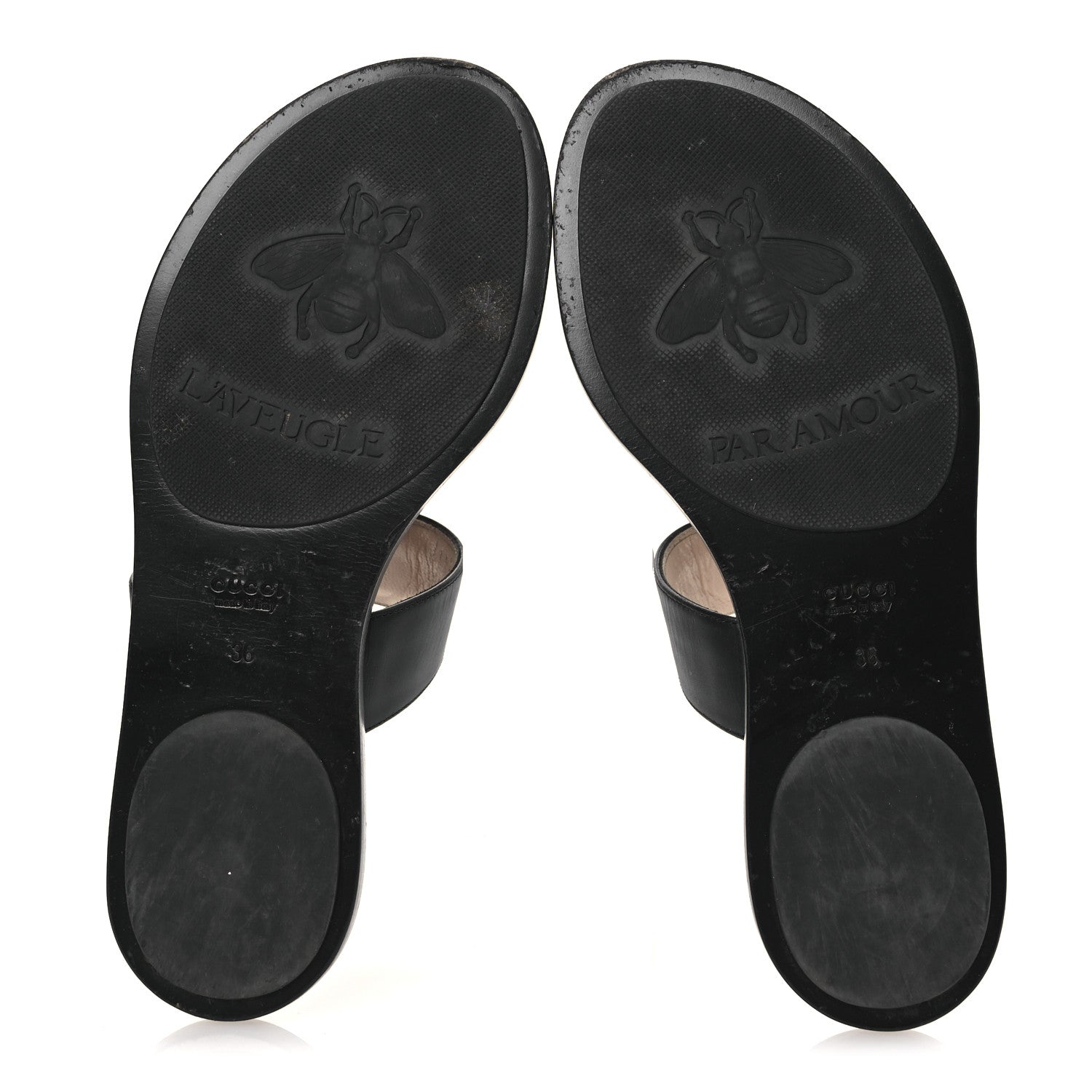 Gucci Calfskin GG Marmont Thong Sandals 36 Black 7 of 11