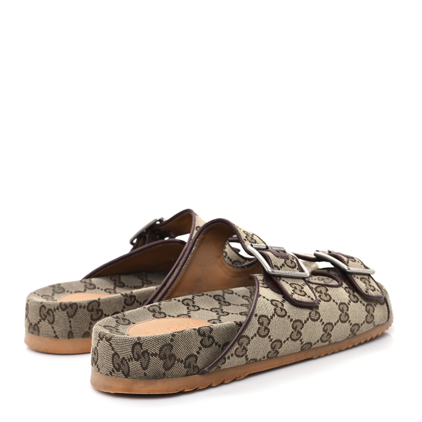 GG Monogram Lavaredo Eco Fabric Mens Slide Sandals With Straps 10 Beige Ebony Light Brown
