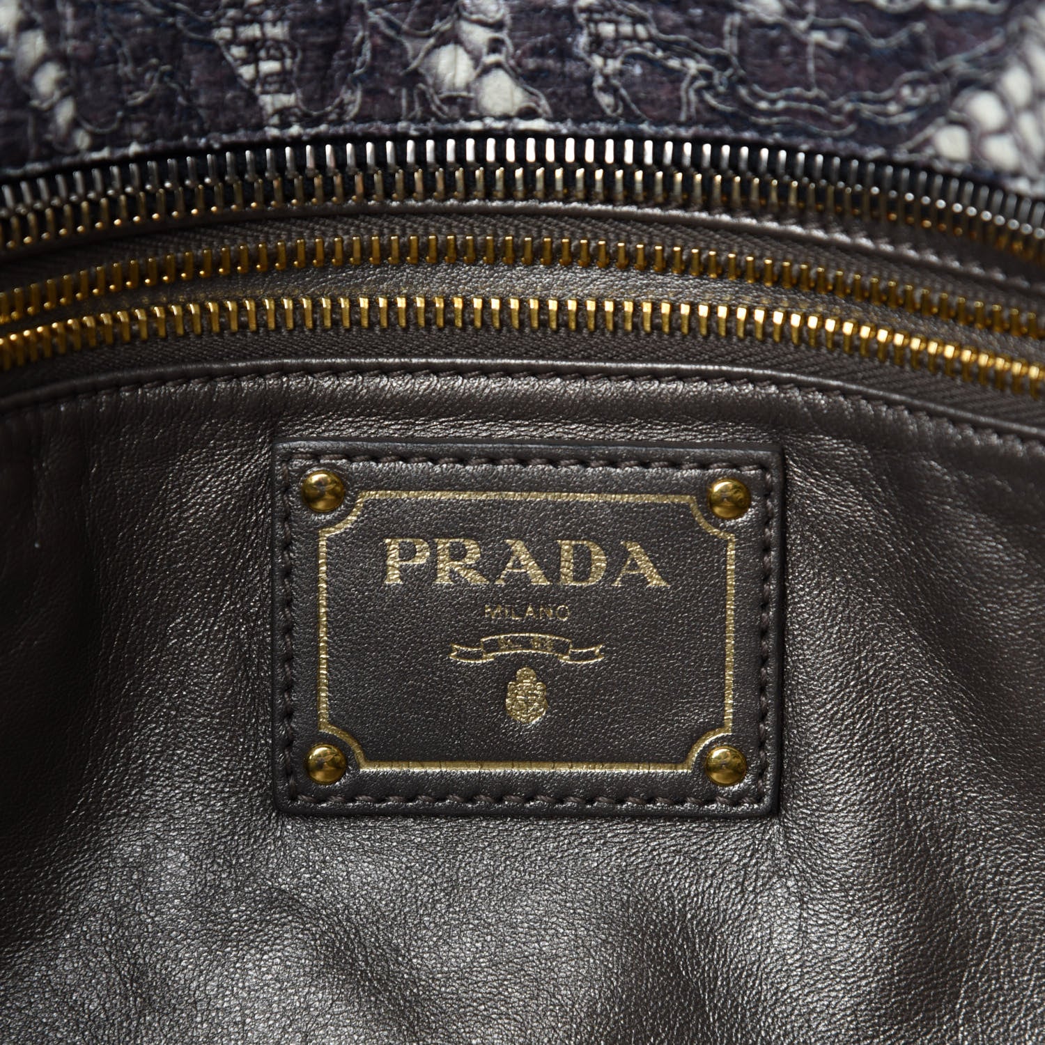 Prada Cervo Lux Print Lace Bauletto Bag Talco 10 of 13