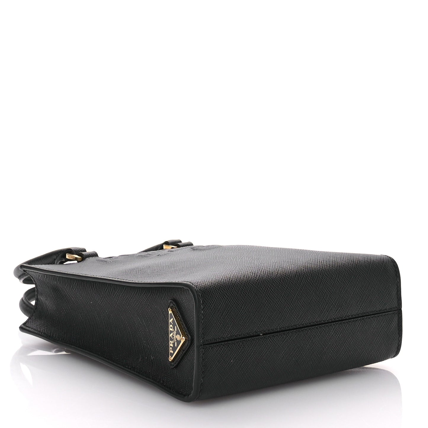 Saffiano Lux Embossed Logo Mini Shoulder Bag Black