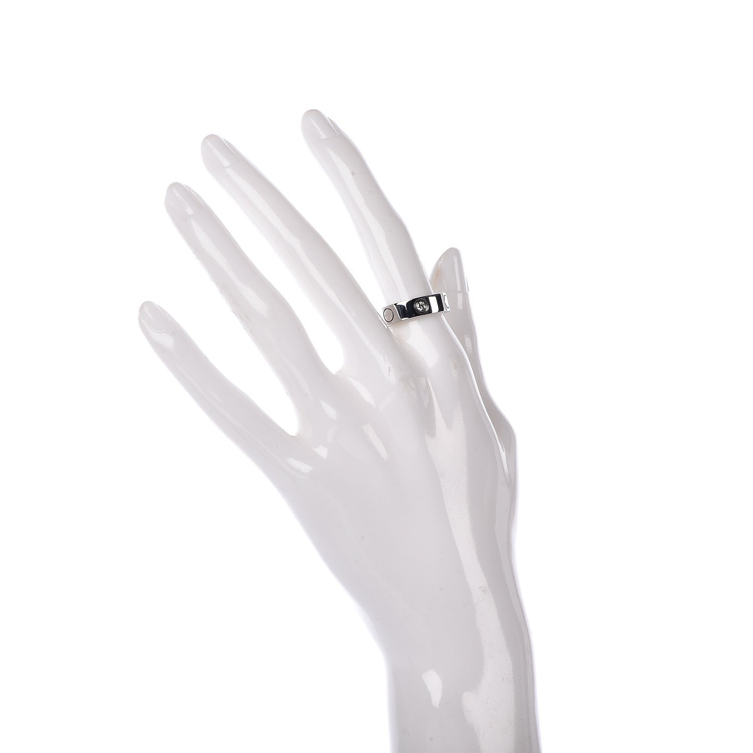 Cartier 18K White Gold 3 Diamond 5.5mm LOVE Ring 52 6 2 of 6