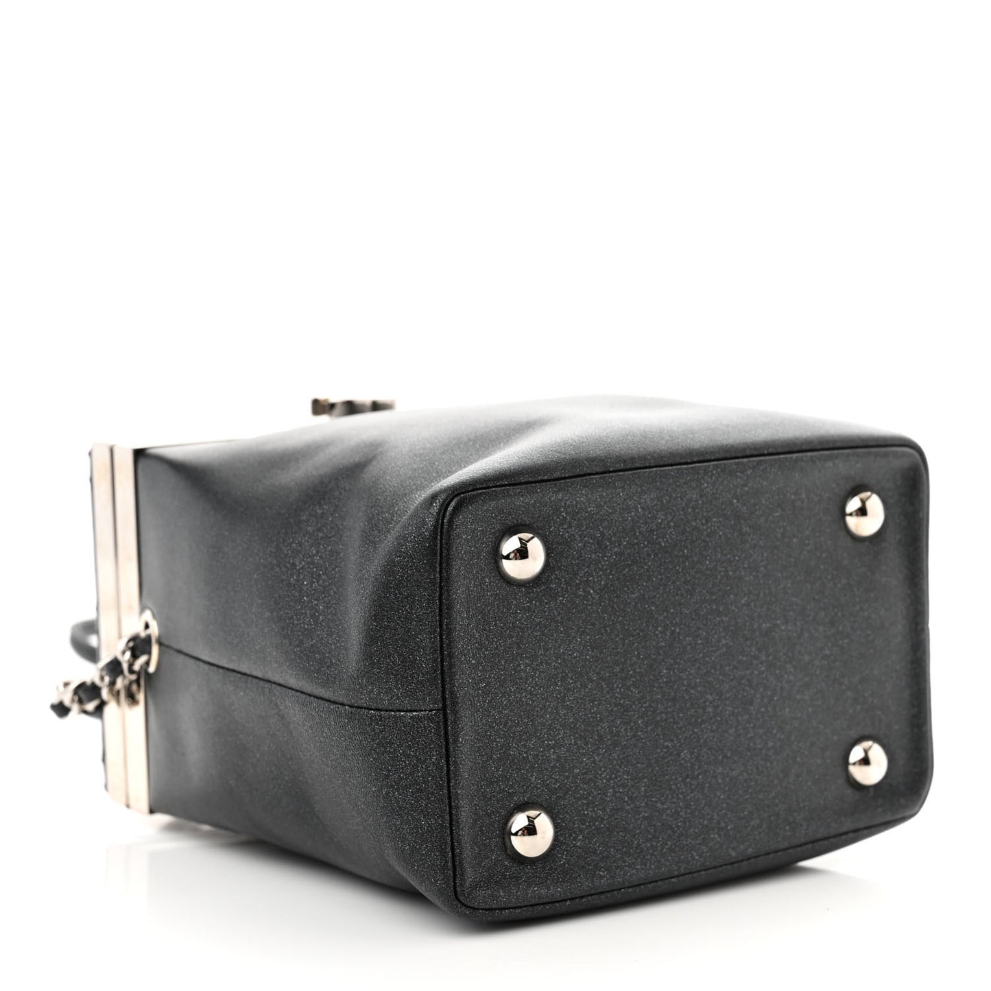 Metallic Lambskin Quilted CC Vanity With Chain Black