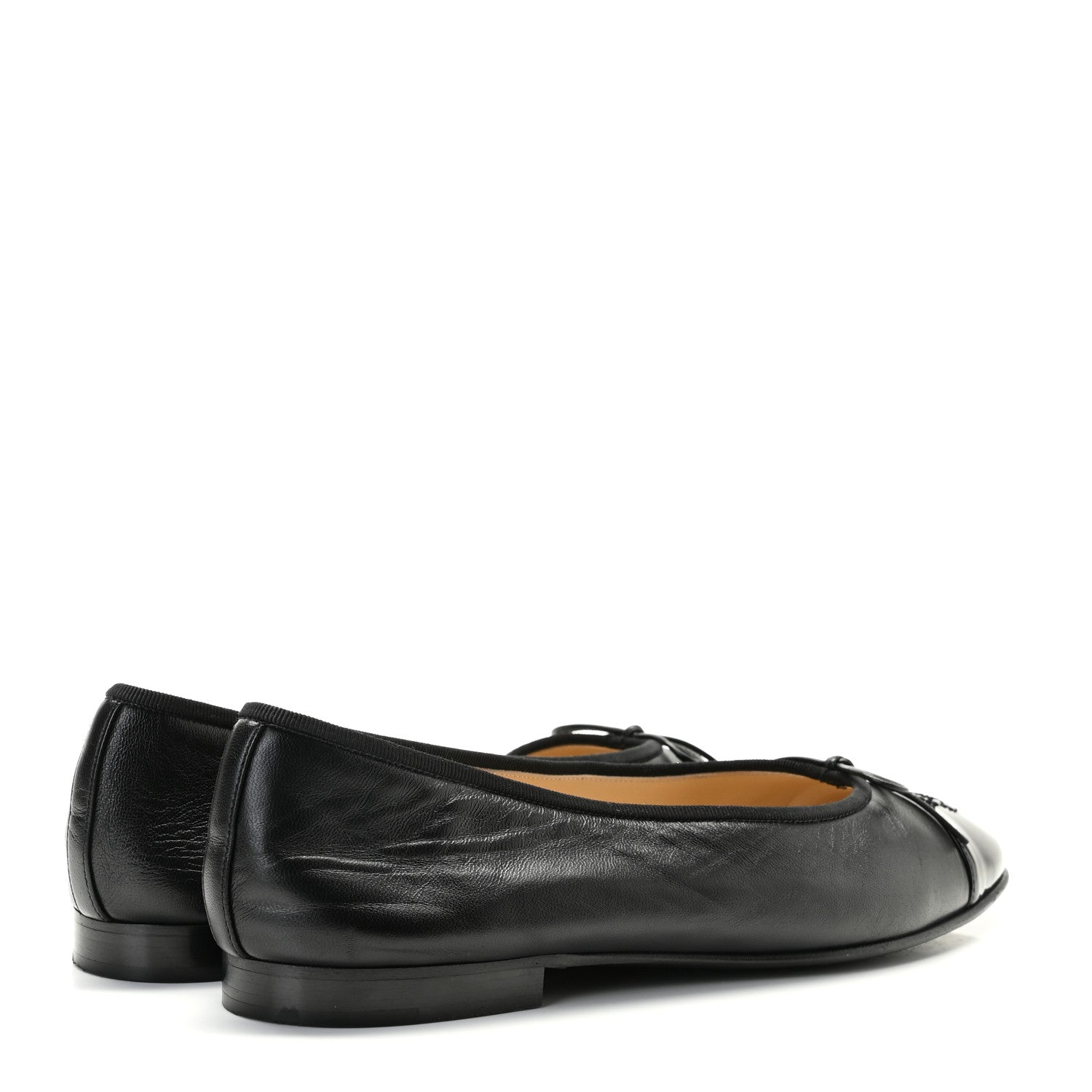 Chanel Lambskin Patent Cap Toe Ballerina Flats 40 Black 3 of 13