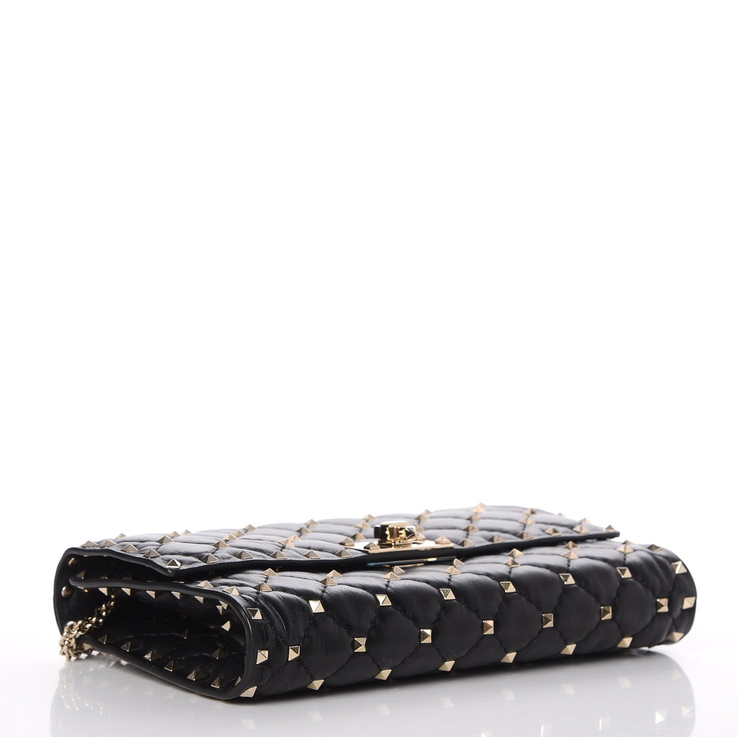 Valentino Garavani Lambskin Rockstud Spike Wallet on Chain Black 4 of 7