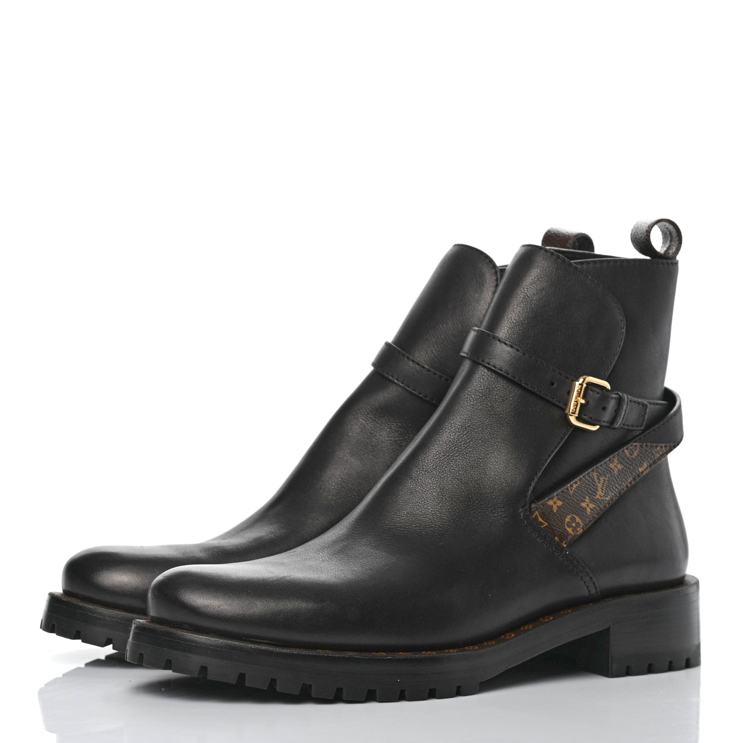 Louis Vuitton Calfskin Monogram Discovery Flat Ankle Boots 39.5 Black 3 of 7