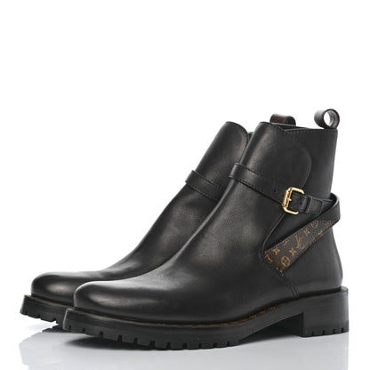 Louis Vuitton Calfskin Monogram Discovery Flat Ankle Boots 39.5 Black 3 of 7
