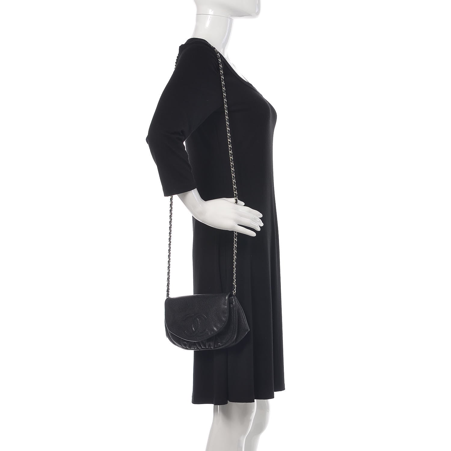 Chanel Caviar Half Moon Wallet On Chain WOC Black 2 of 11