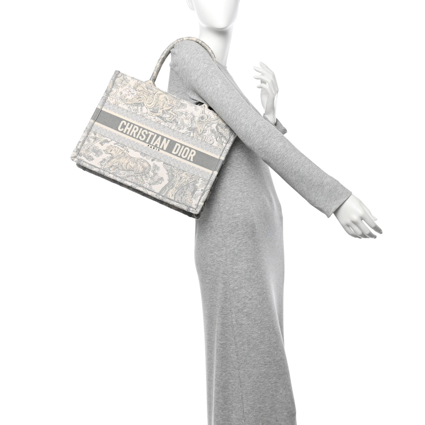 Canvas Embroidered Medium Dioriviera Toile De Jouy Book Tote Gray