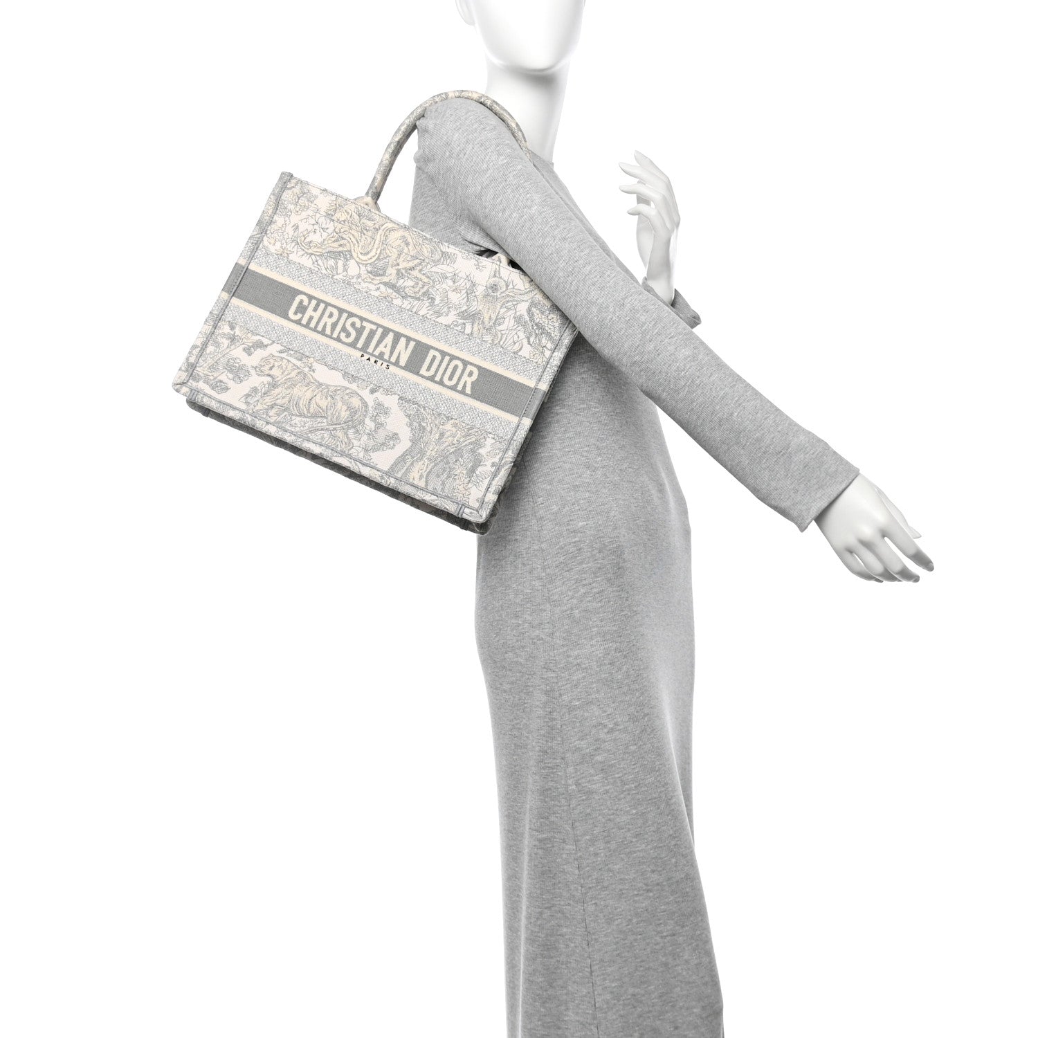Christian Dior Canvas Embroidered Medium Dioriviera Toile De Jouy Book Tote Gray 2 of 12