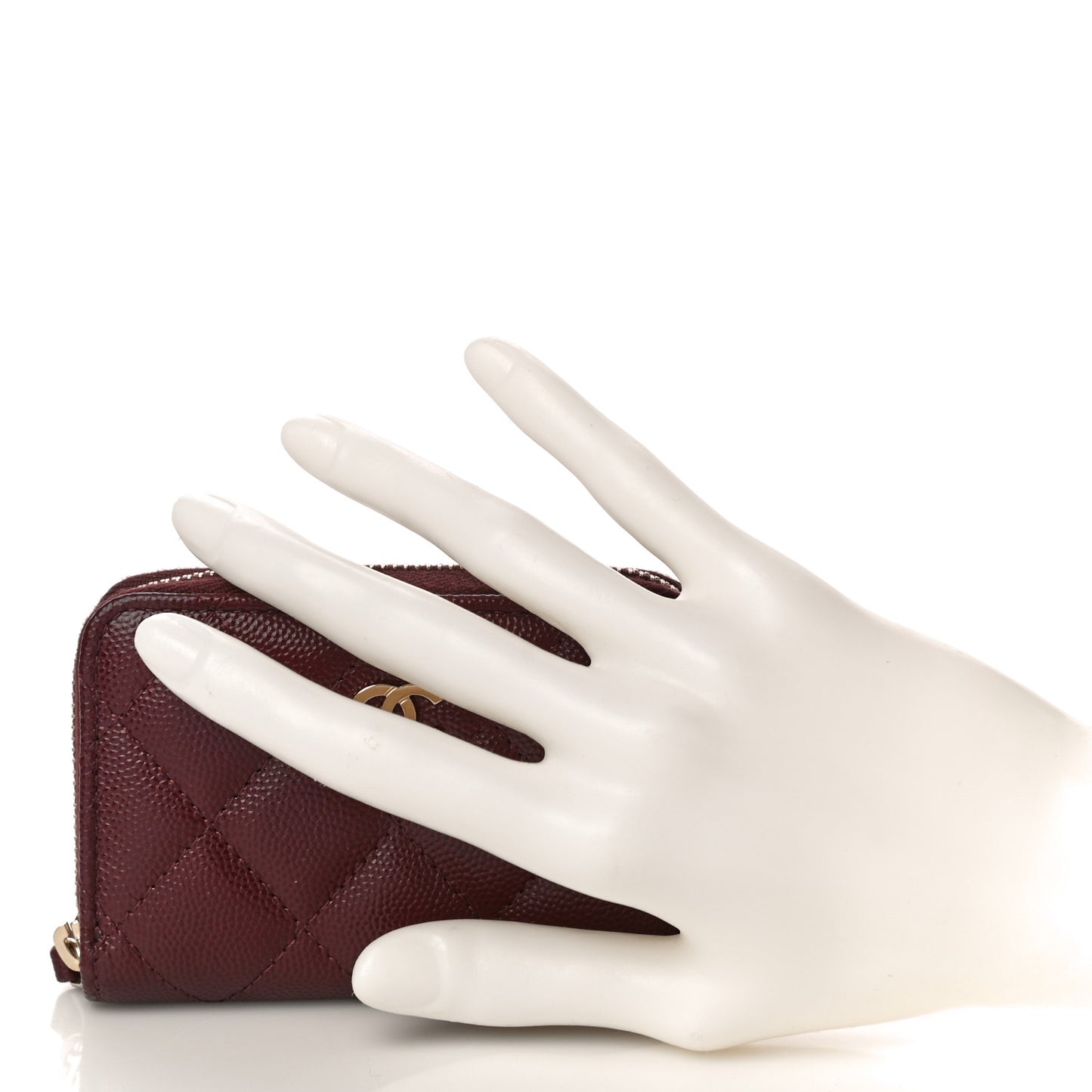 Caviar Quilted Zip Coin Purse Burgundy