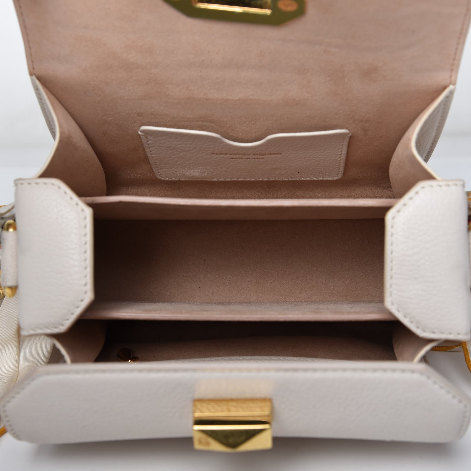 Alexander McQueen Silky Amish Grain Calfskin Scarf Box Shoulder Bag 19 Off White 6 of 13