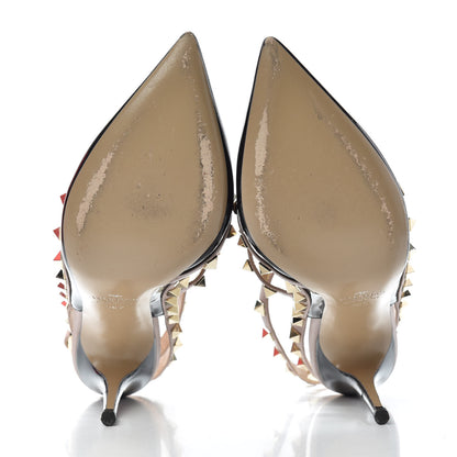 Valentino Garavani Patent Nappa Rockstud Ankle Strap 100mm Pumps 36.5 Black Poudre 6 of 9