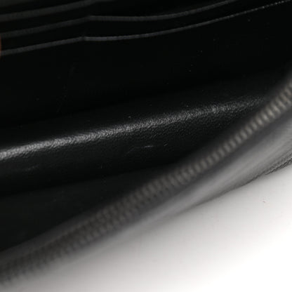 Saint Laurent Grain De Poudre Matelasse Chevron Monogram Monochrome Envelope Chain Wallet Black 11 of 13