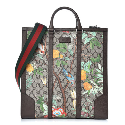 Gucci GG Supreme Monogram Tian Web Vertical Tote Beige Multicolor New Acero 1 of 8