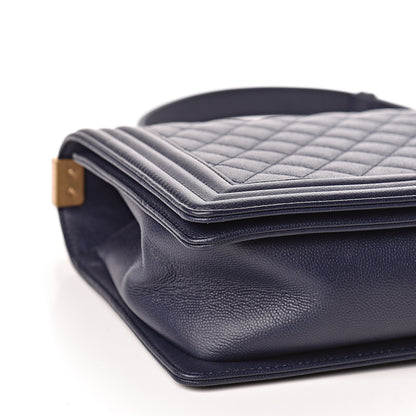 Chanel Caviar Quilted New Medium Boy Flap Dark Navy Blue 8 of 10