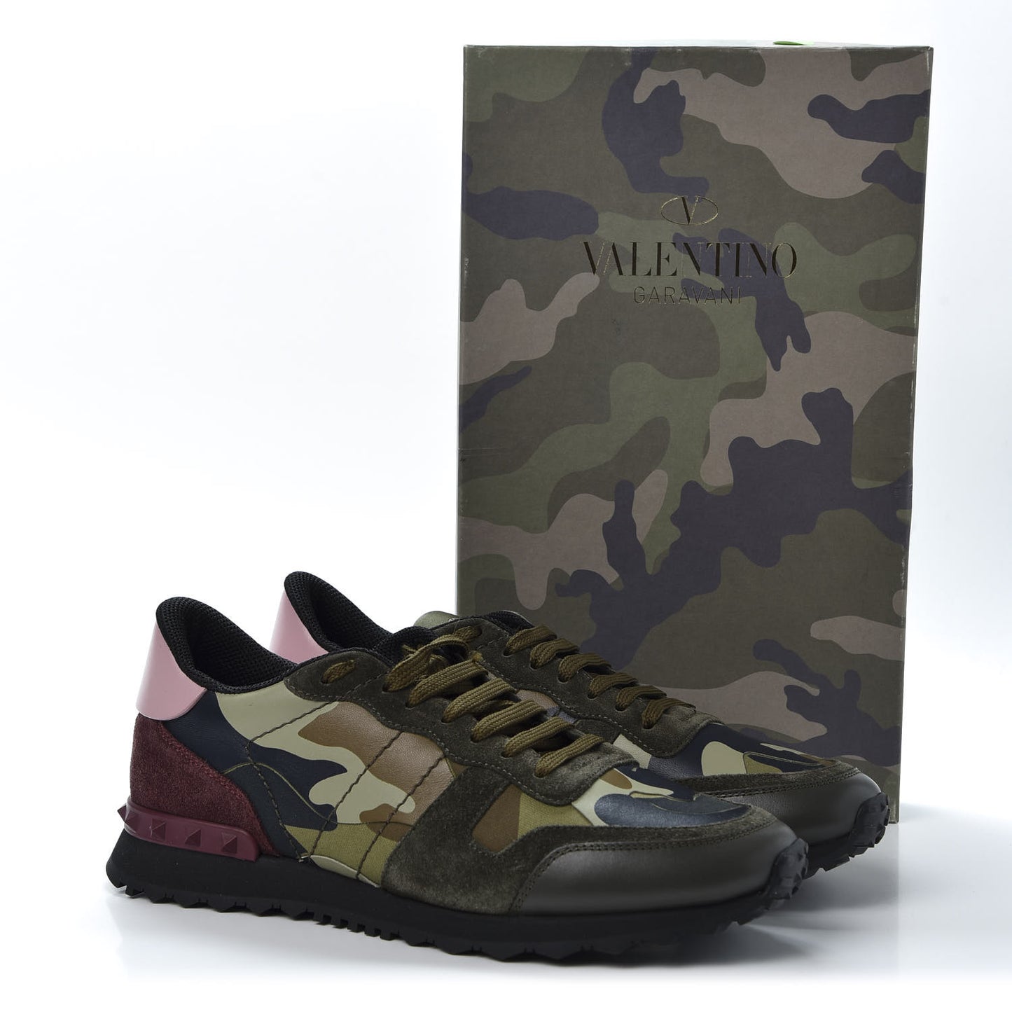 Nappa Suede Camouflage Mens Rockrunner Sneakers 42 Marine Army Green Cerise
