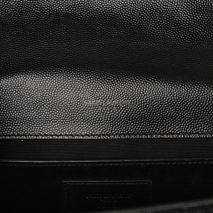 Saint Laurent Grain De Poudre Textured Mixed Matelasse Triquilt Medium Monogram Satchel Black 5 of 10