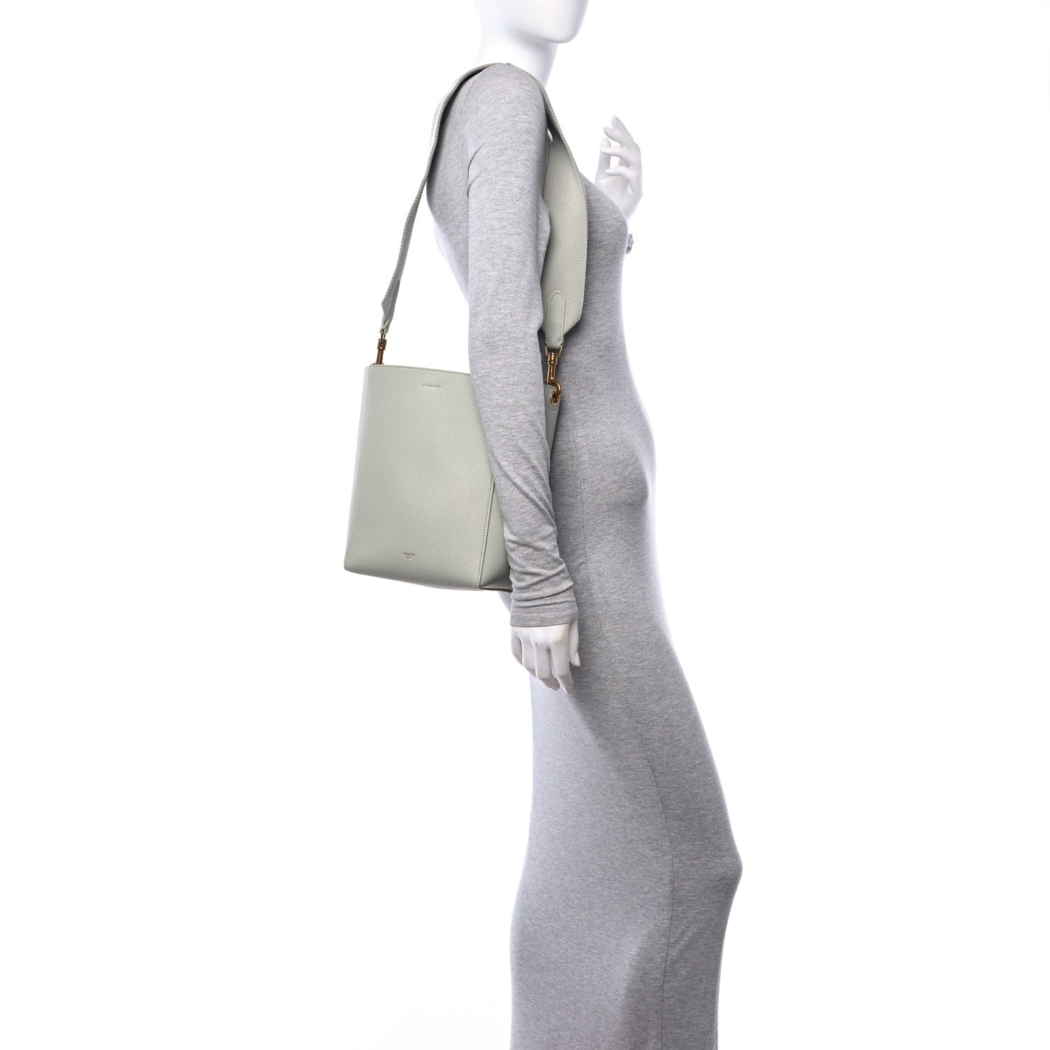 Celine Soft Grained Calfskin Small Sangle Bucket Bag Grey 3 of 12