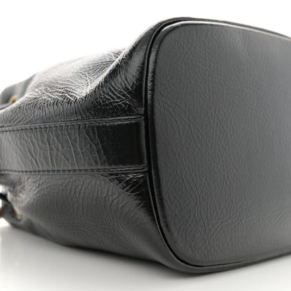 Chanel Shiny Aged Calfskin CC Chain Mini Drawstring Bag Black 9 of 11