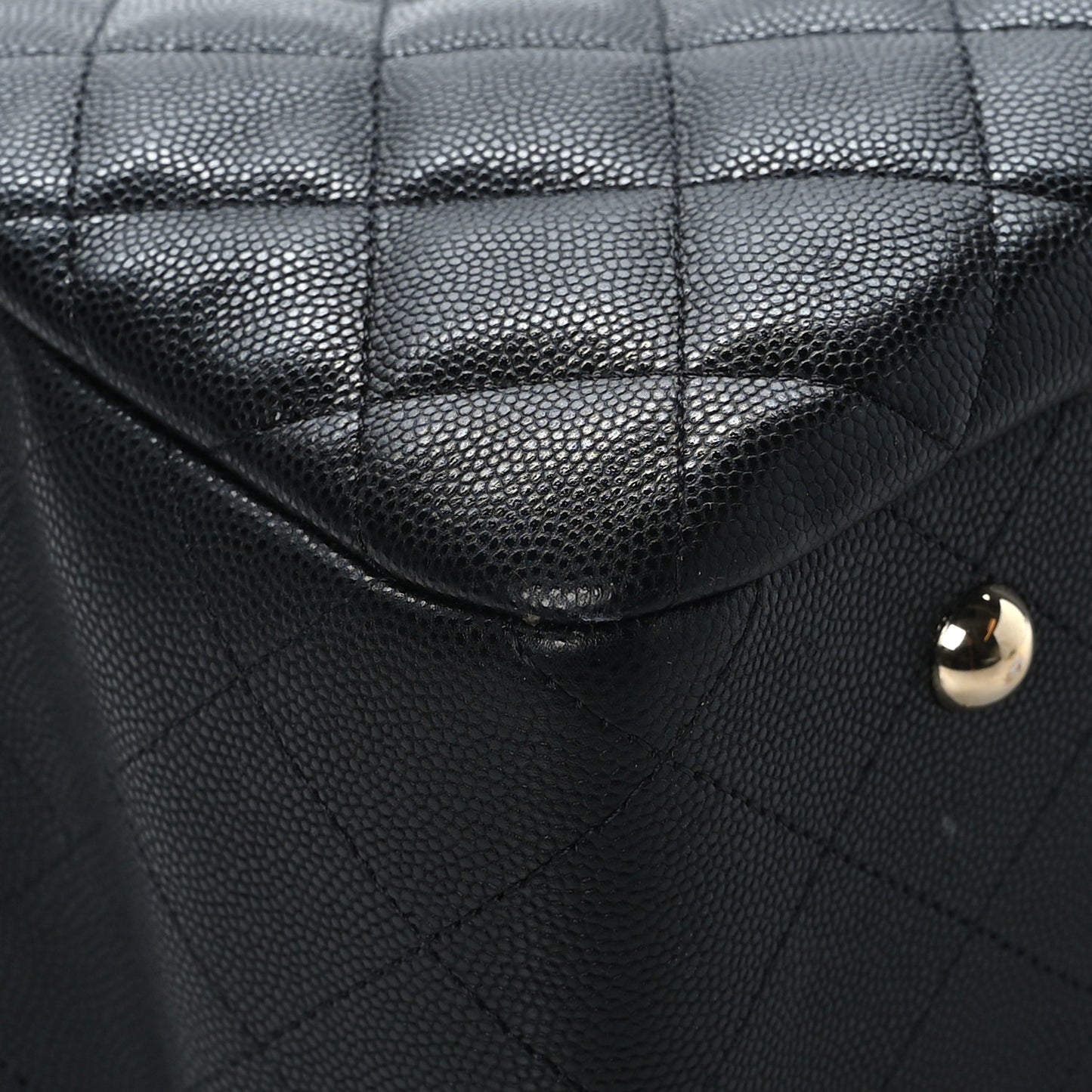Caviar Quilted Large Shopping Tote Black