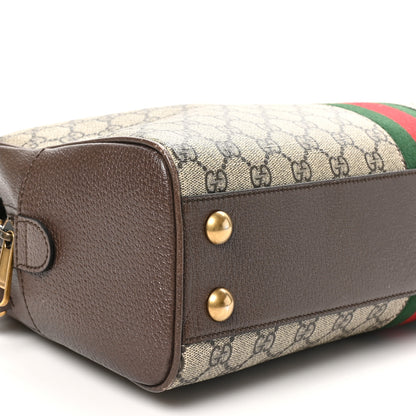 Gucci GG Supreme Monogram Textured Dollar Calfskin Web Medium Savoy Bowling Bag Beige Ebony New Acero 9 of 11