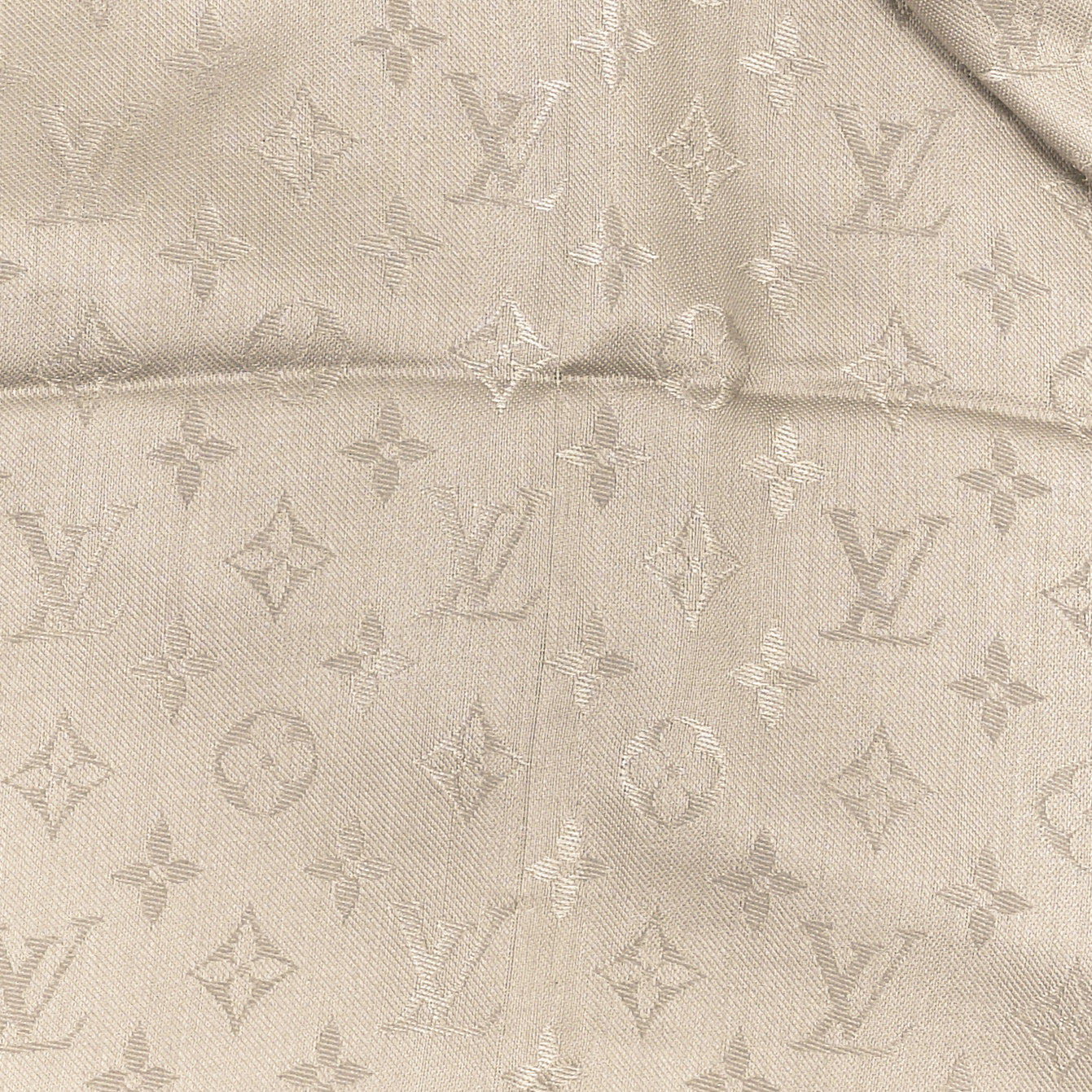 Louis Vuitton Silk Wool Monogram Shawl Greige 4 of 4