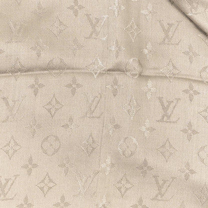 Louis Vuitton Silk Wool Monogram Shawl Greige 4 of 4