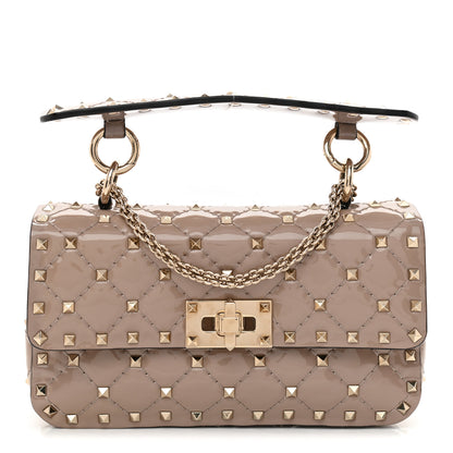 Valentino Garavani Patent Small Rockstud Spike Shoulder Bag Poudre 1 of 8