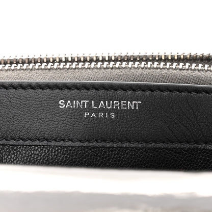 Saint Laurent Metallic Crackled Calfskin Kate Monogram Tassel Chain Wallet Antracite Black 6 of 16