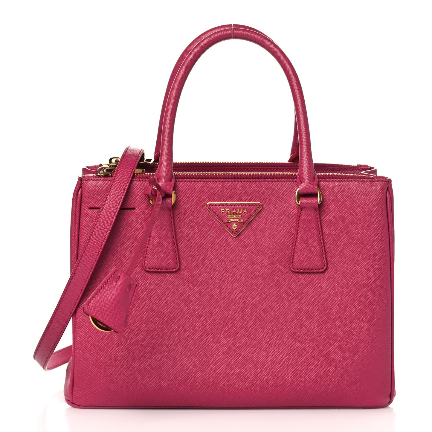 Saffiano Small Galleria Double Zip Tote Fuxia
