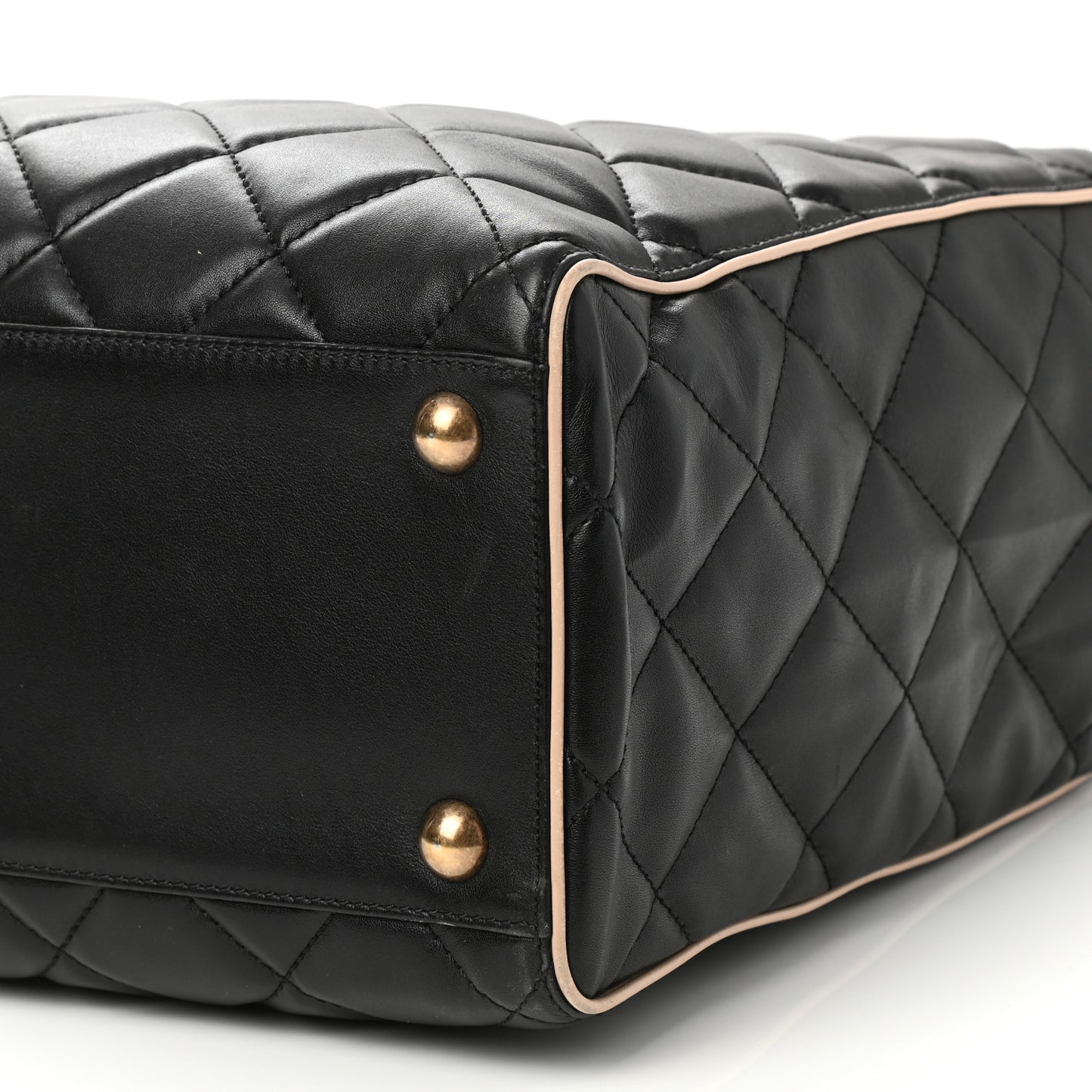Lambskin Portobello Tote Black Beige