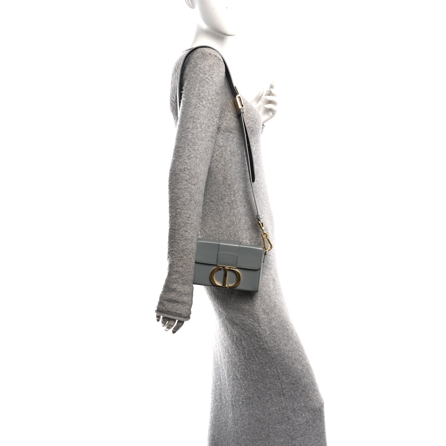 Christian Dior Box Calfskin 30 Montaigne Box Bag Gray 1841503