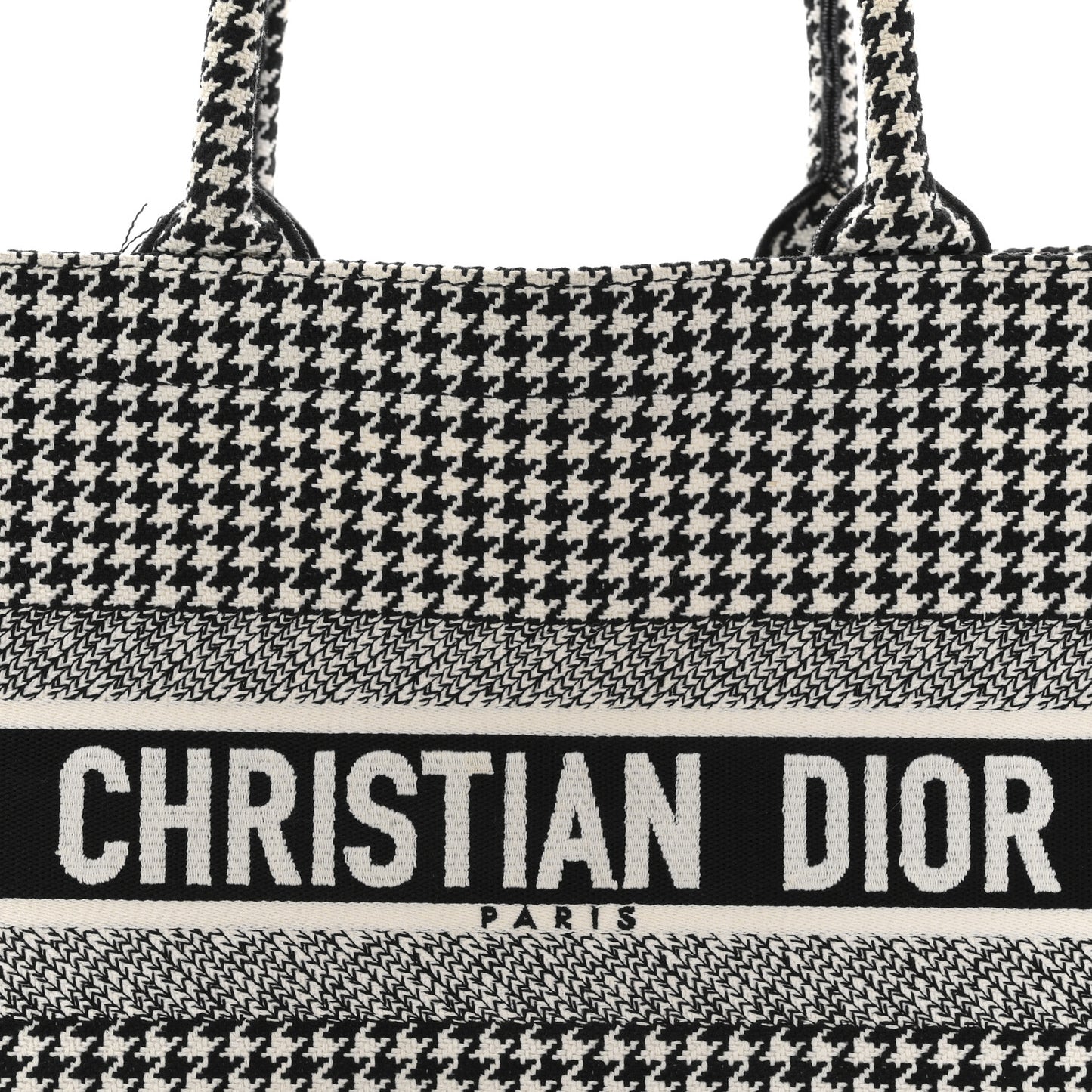 Canvas Houndstooth Embroidered Medium Book  Black White