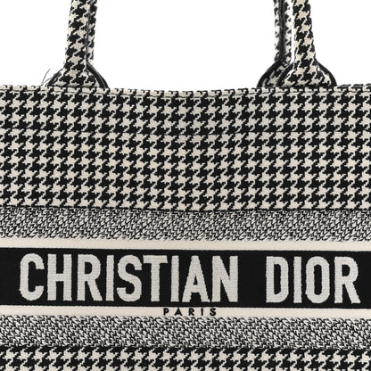 Christian Dior Canvas Houndstooth Embroidered Medium Book  Black White 8 of 14