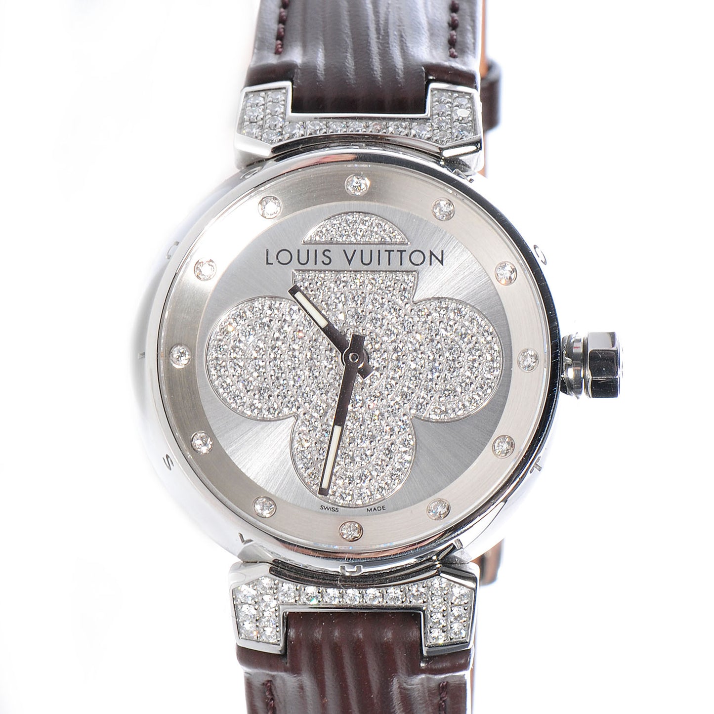 Stainless Steel Epi Diamond 34mm Tambour Forever Quartz Watch